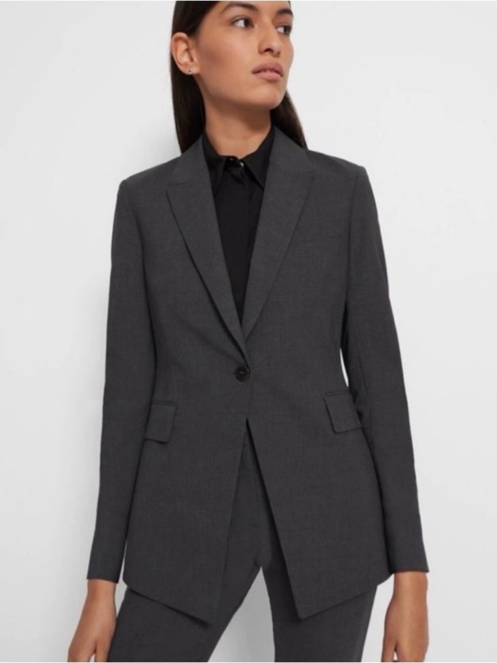 THEORY Etiennette Charcoal
Gray Good Wool Blazer